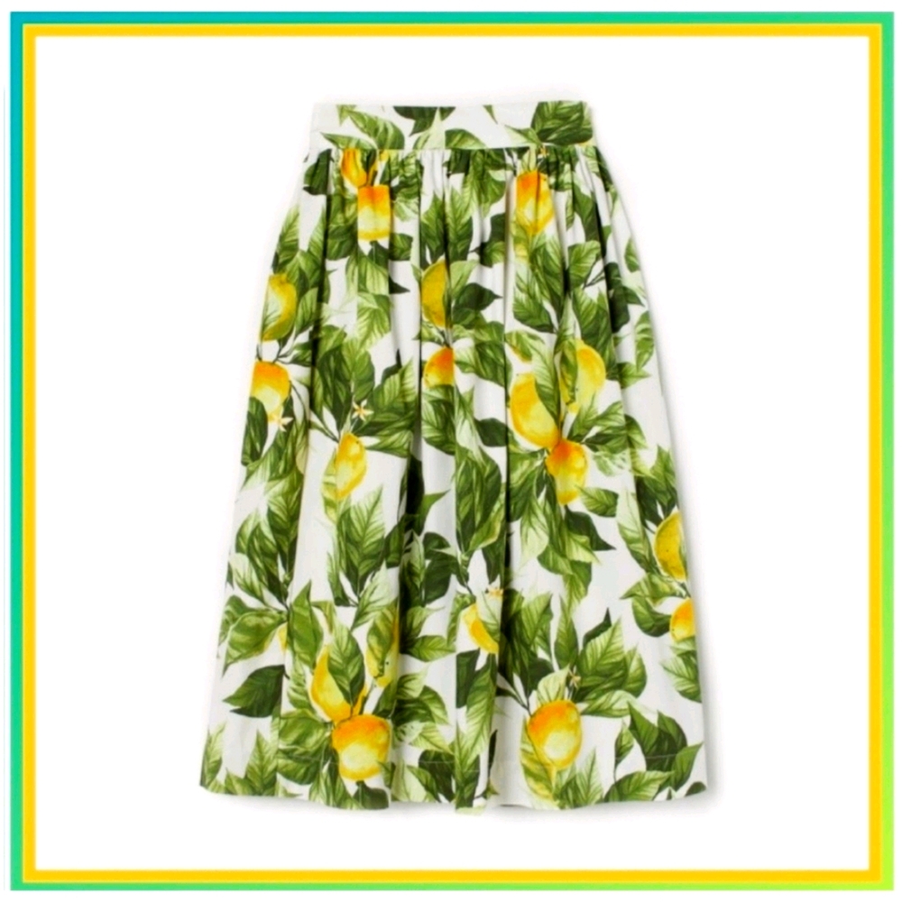H&M Lemon Print Flare Skirt